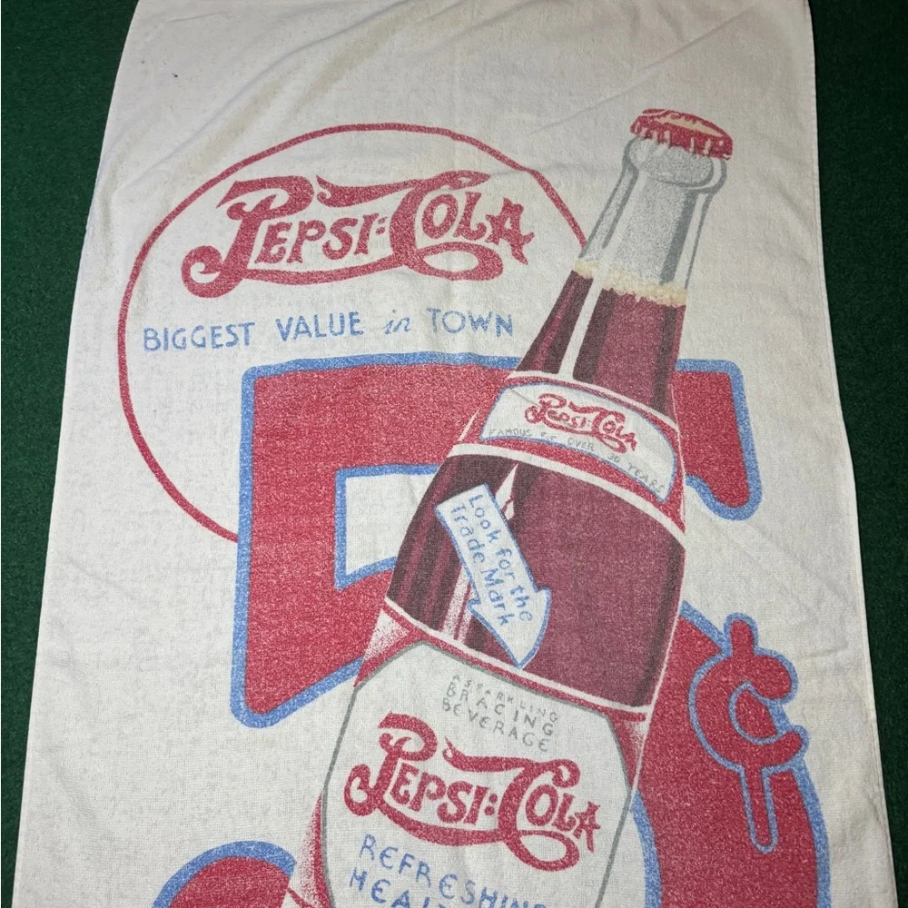 Vintage 80s Pepsi Cola Beach Towel, Pop Soda Bathroom Tapestry